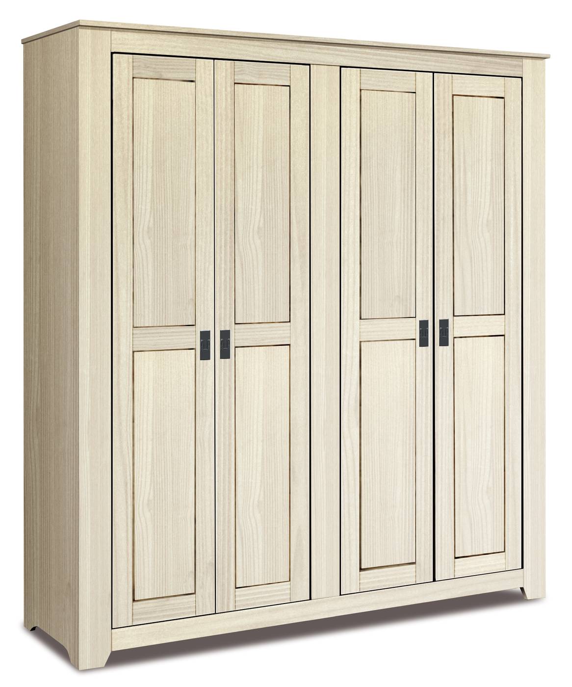 Armario de madera maciza de 4 puertas color blanco lavado
